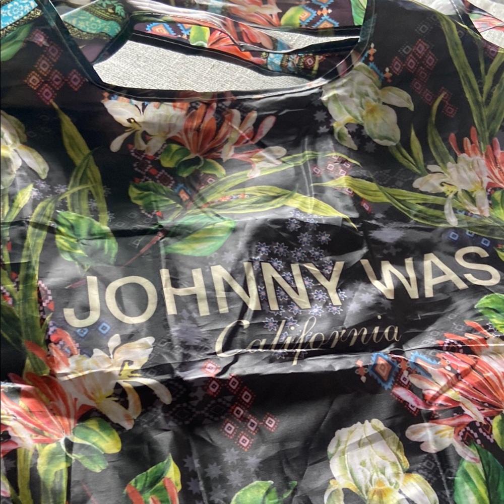 Johnny Was Black Floral Tote